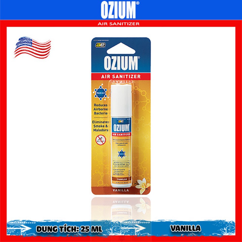 Xịt khử mùi diệt khuẩn ô tô Ozium 0.8 oz (25 ml) Vanilla