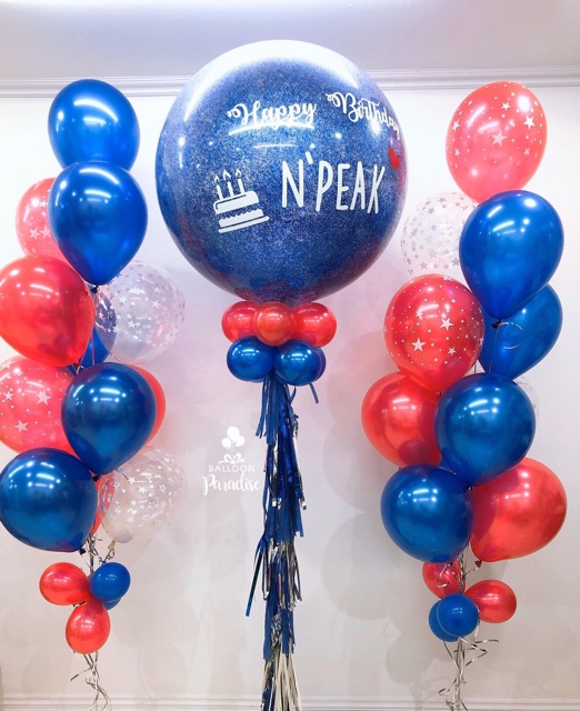 Combo bóng jumbo kim tuyến in chữ decal kèm nguyên liệu tự làm