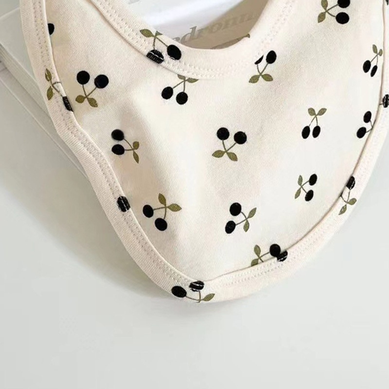 Yếm Ăn Cotton Mềm Mại In Họa Tiết Cherry Dễ Thương Dành Cho Bé