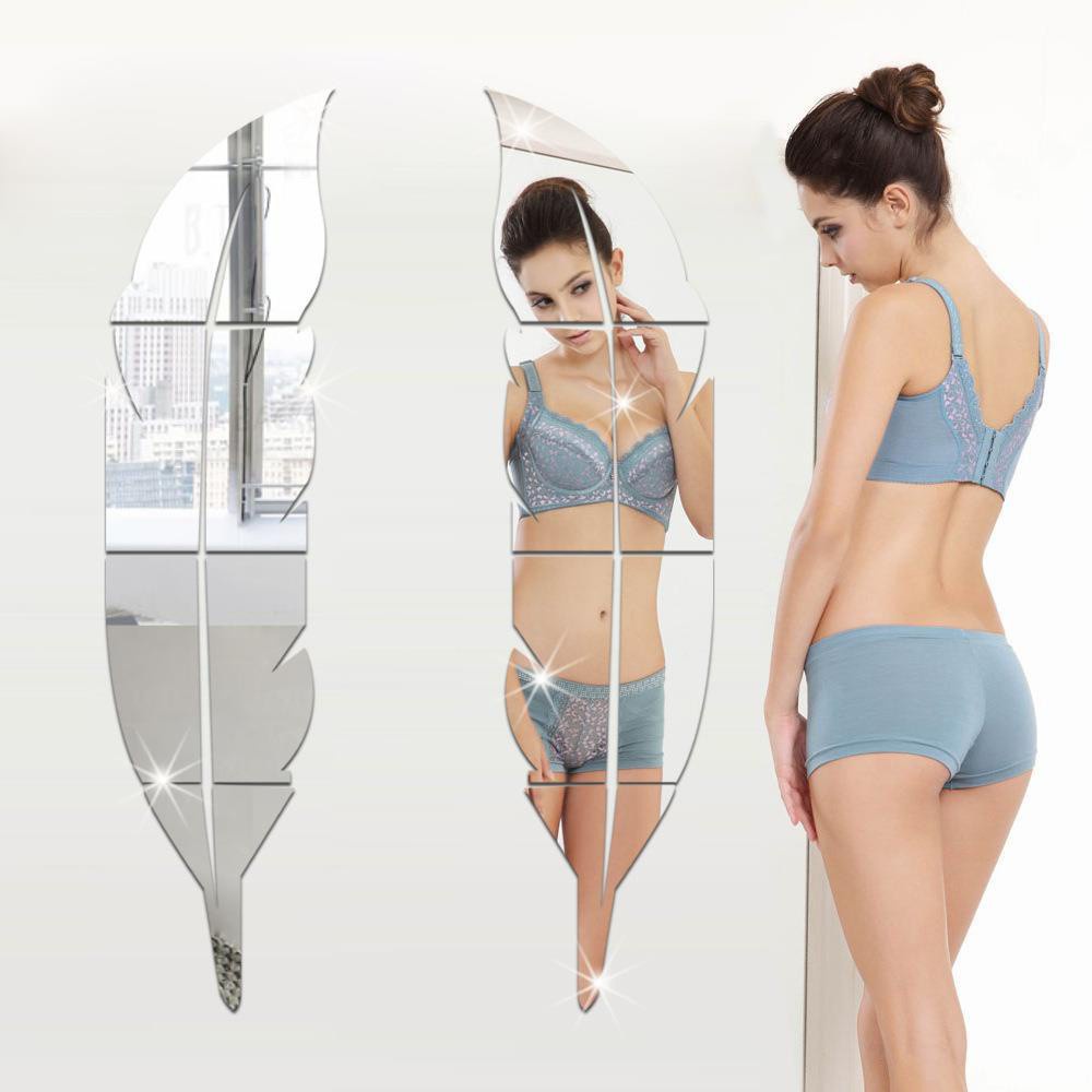 Sticker Acrylic Dán Tường Họa Tiết 3d Hình Chiếc Lông Vũ Dùng Trong Trang Trí Phòng trang trí nhà