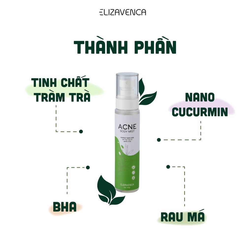 Combo Xịt Mụn Lưng 150gr + Xà Phòng ELIZAVENCA - Tinh Chất Trà Tràm, Bùn Khoáng Nhật Bản