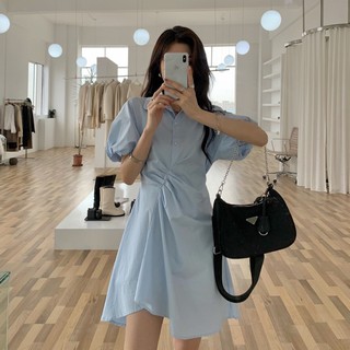 váy sơ mi nhún - ảnh thật shop chụp cận chất cuối