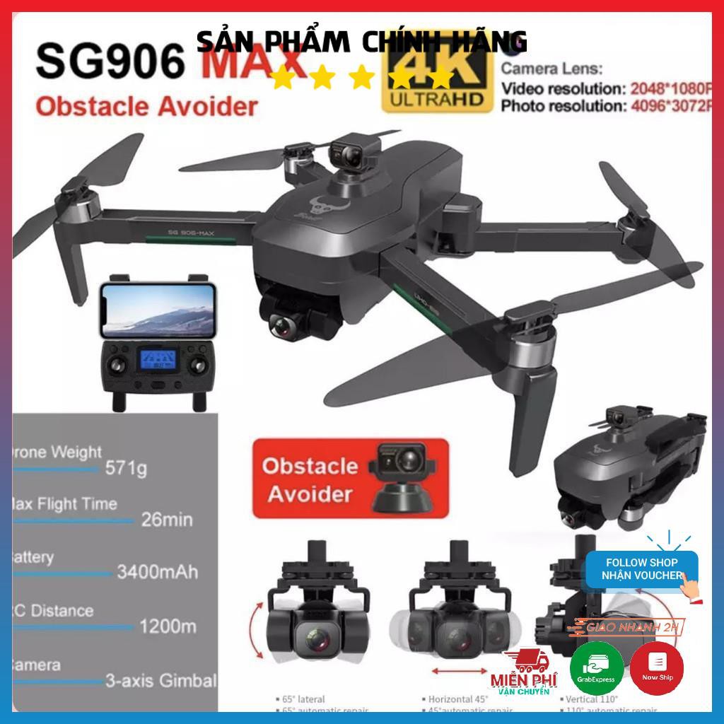 Flycam SG906 Max, SG906 Pro 3, Camera 4K UHD + EVO, Gimbal chống rung EIS 3 trục, Cảm biến Tránh chướng ngại vật