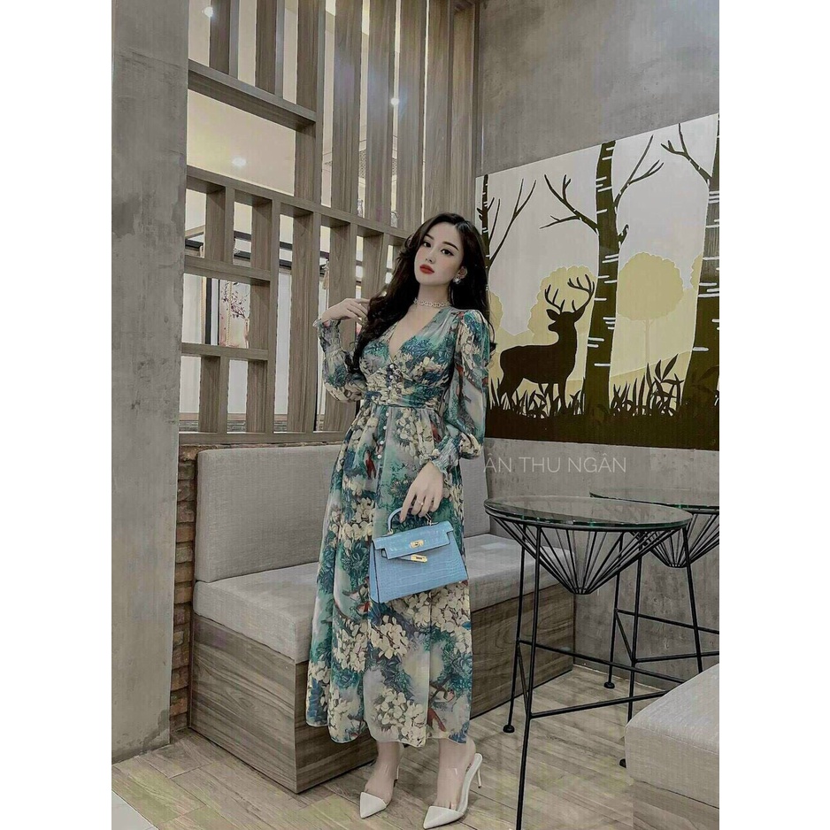 Đầm hoa họa tiết ôm eo dáng xuông, đầm hoa ôm eo tôn dáng