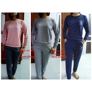 Bộ nỉ da cá chấm bi Uniqlo