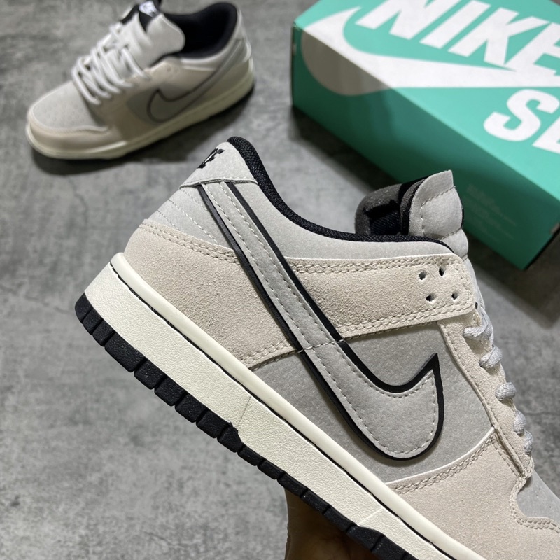 GIÀY SB DUNK GREY XÁM DA LỘN VIỀN ĐEN SC