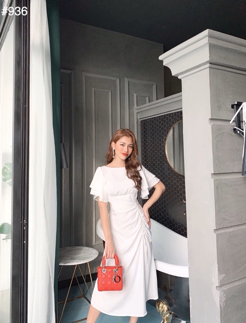 Đầm maxi tay rũ rút thân | BigBuy360 - bigbuy360.vn