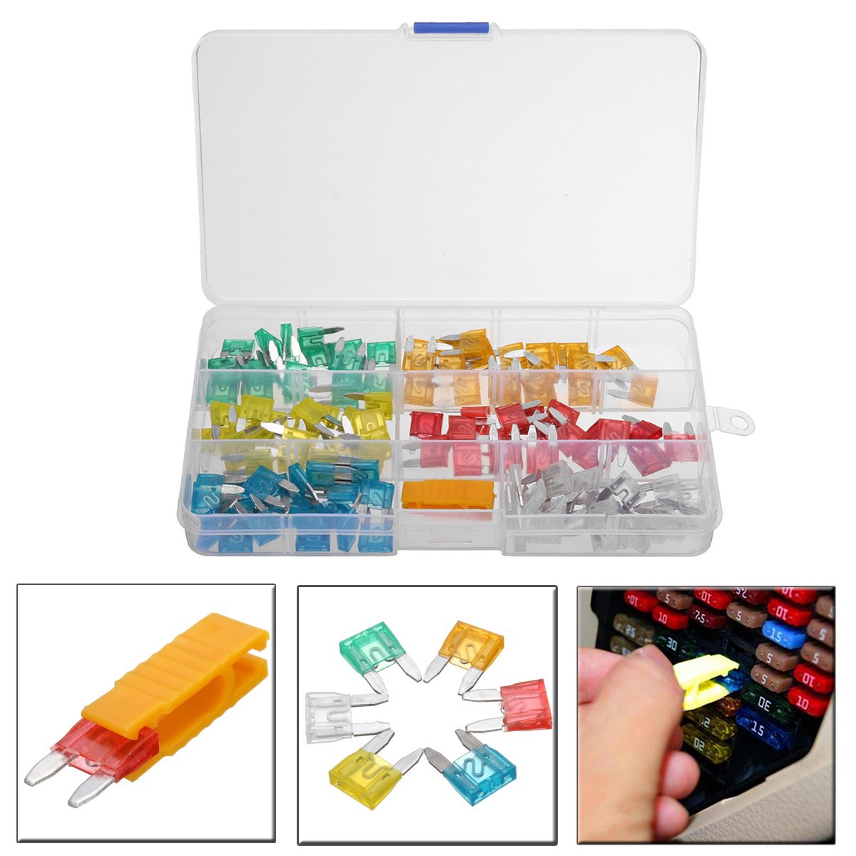 120 Pcs Car Insurance Film Plug-in Fuse Profile Blade Fuse Assortment Set