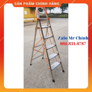 Thang nhôm ghế inox 5 bậc - bh 24 tháng