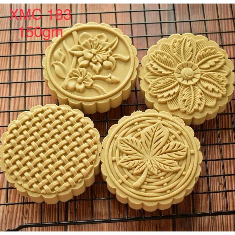 Khuôn trung thu lò xo 4 mặt vân, lá 150g