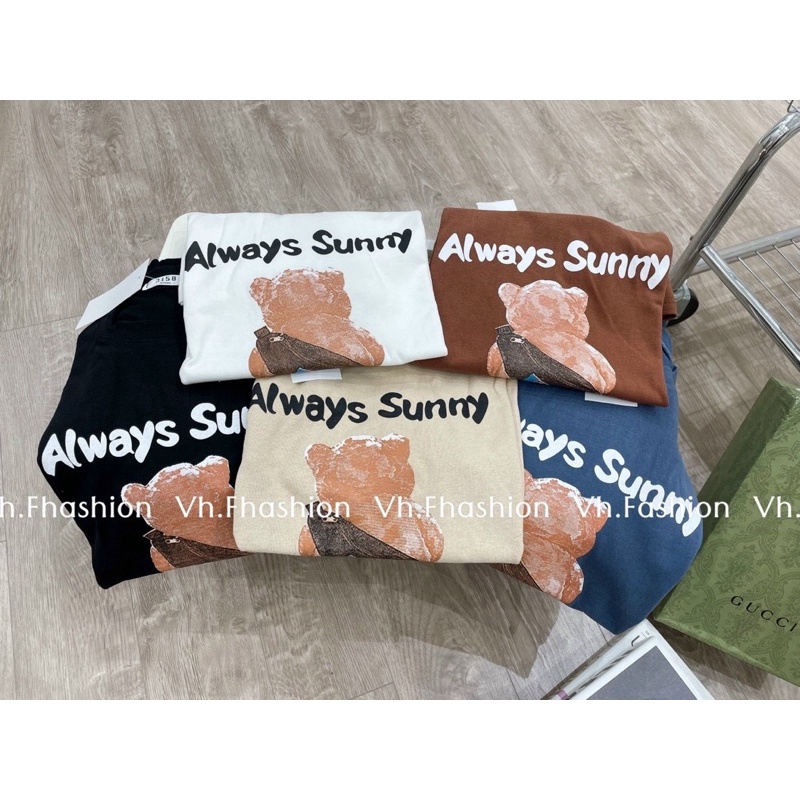 Áo phông thụng tuyết nhung gấu chữ SUNNY