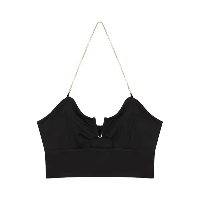 Áo croptop Sát Nách Phối Dây Xích Quyến Rũ Hợp Thời Trang