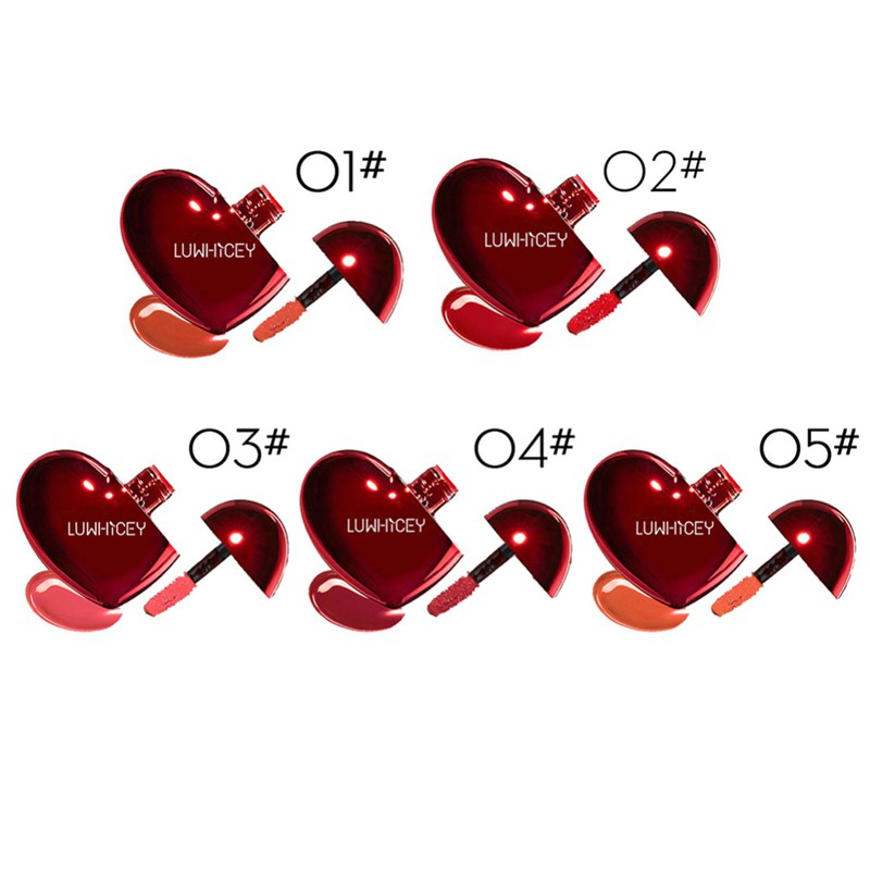 [Hàng mới về] Son kem ddưỡng ẩm chống dính lên màu nhanh lâu trôi thiết kế vỏ hình trái tim | BigBuy360 - bigbuy360.vn