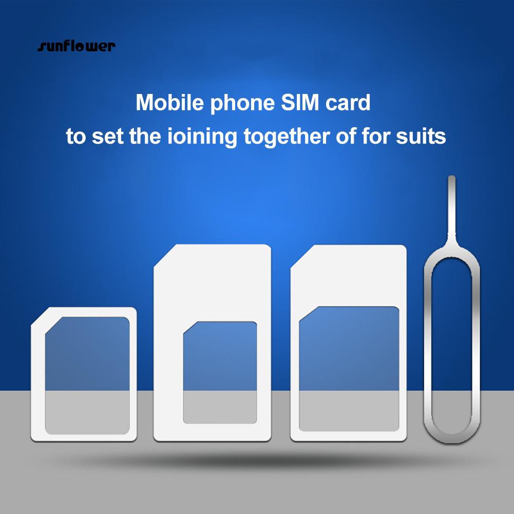4Pcs Universal Mobile Phone Nano SIM to Micro/Standard Card Adapter Converter