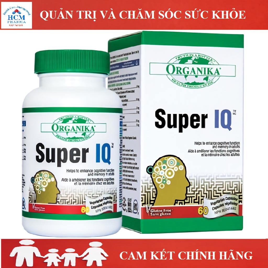 Bổ não sáng mắt ginkgo biloba chính hãng ORGANIKA SUPER IQ GINKO BILOBA hoạt huyết tăng cường trí nhớ 60v nhập khẩu