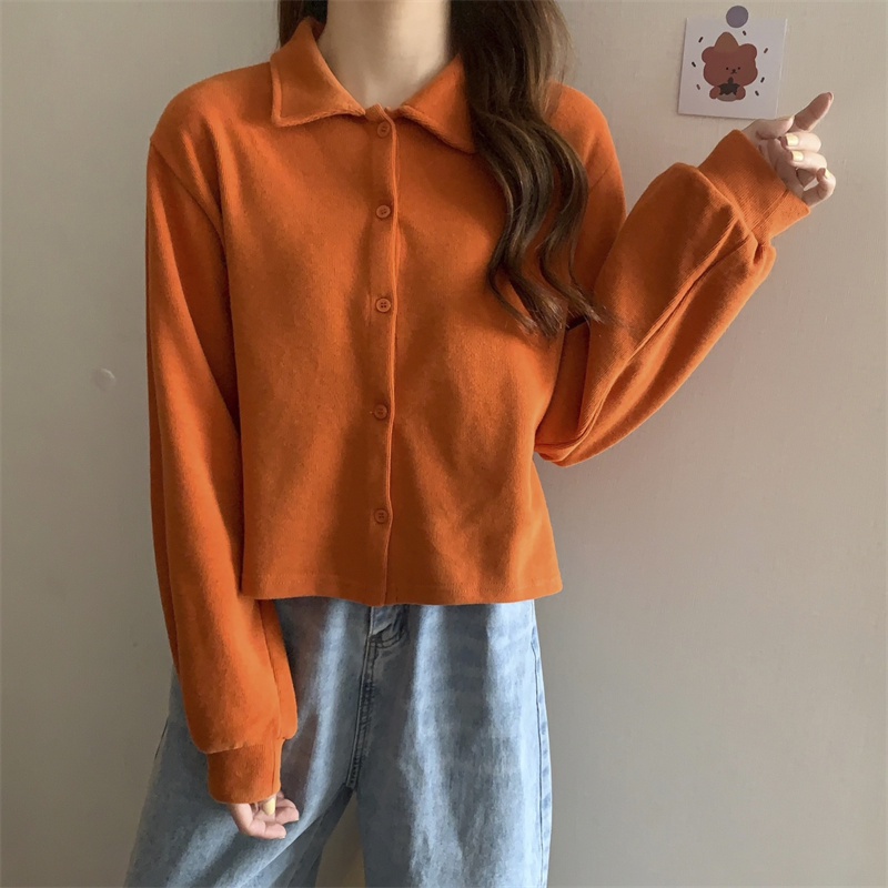 SUXI Áo sơ mi tay dài dáng rộng phong cách Hàn Quốc dành cho nữ