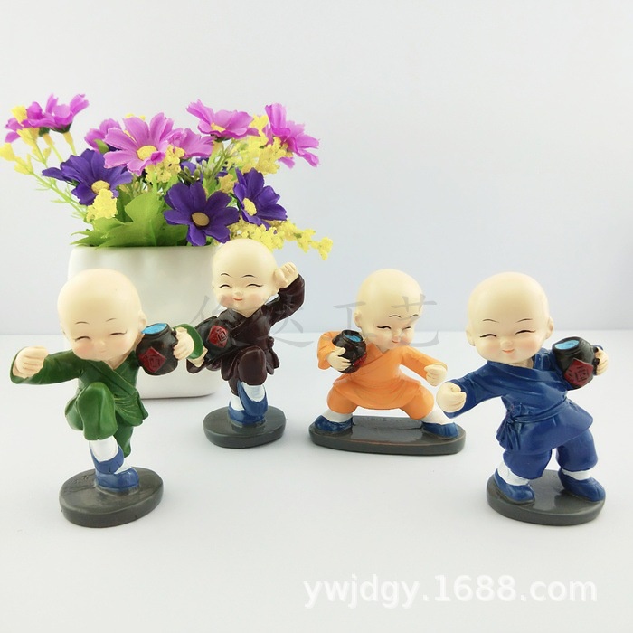 Set tượng 4 chú tiểu túy quyền bày taplo ô tô, trang trí bàn làm việc, bày kệ phòng khách