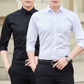 Áo sơ mi nam,sơ mi nam dài tay cổ bẻ dáng ôm Hàn Quốc vải lụa thái cao cấp chống nhăn mềm mịn