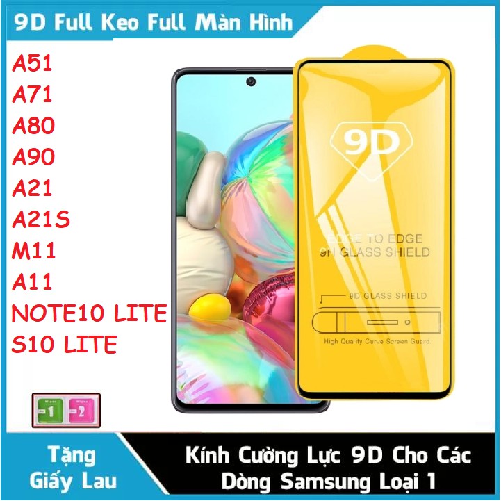 Kính cường lực full màn Samsung A51 / A71/ A80 / M11/ A11/ A21/ A21S / NOTE 10 LITE / S10 LITE