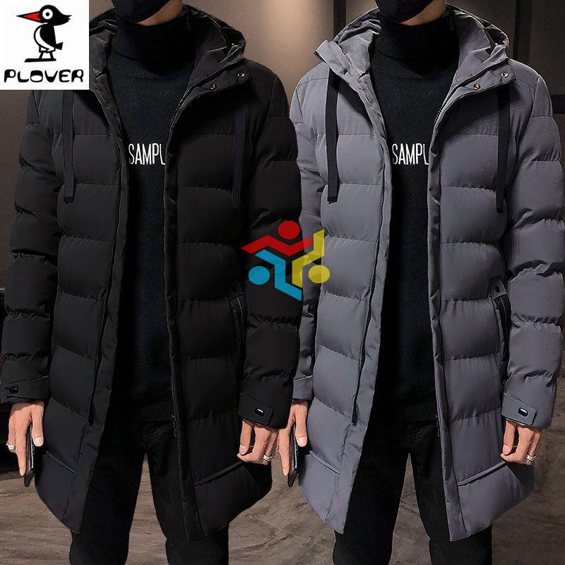 Áo khoác phao cotton dáng dài có mũ trùm thời trang thu đông Hàn Quốc cá tính cho nam