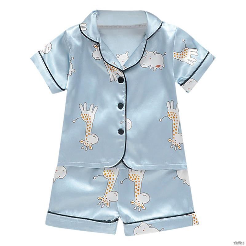 ruiaike  Baby Pajamas Boy Girl Summer Animals Print Short Sleeve Tops + Pants Two Piece Sleepwear Set Clothes