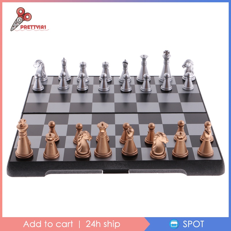 Bộ Bàn Cờ Vua Nam Châm [Prettyia1] Kèm Bàn Cờ Vua Gấp Gọn Dành Cho Trẻ Em Và Người Lớn