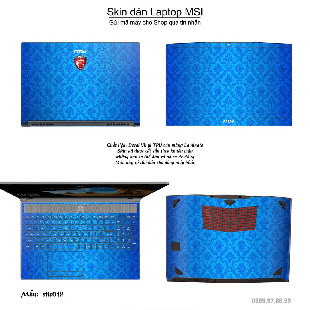 Skin dán Laptop MSI in hình Hoa văn sticker nhiều mẫu 2 (inbox mã máy cho Shop)