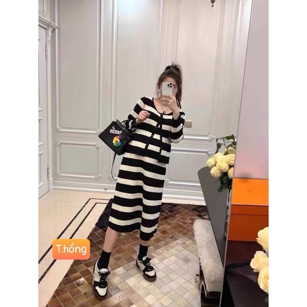 Đầm Bầu Váy Bầu Thu Đông Quảng Châu Chất Len Sét Cặp Rời Yếm, Rời Aó A118 LinStore66
