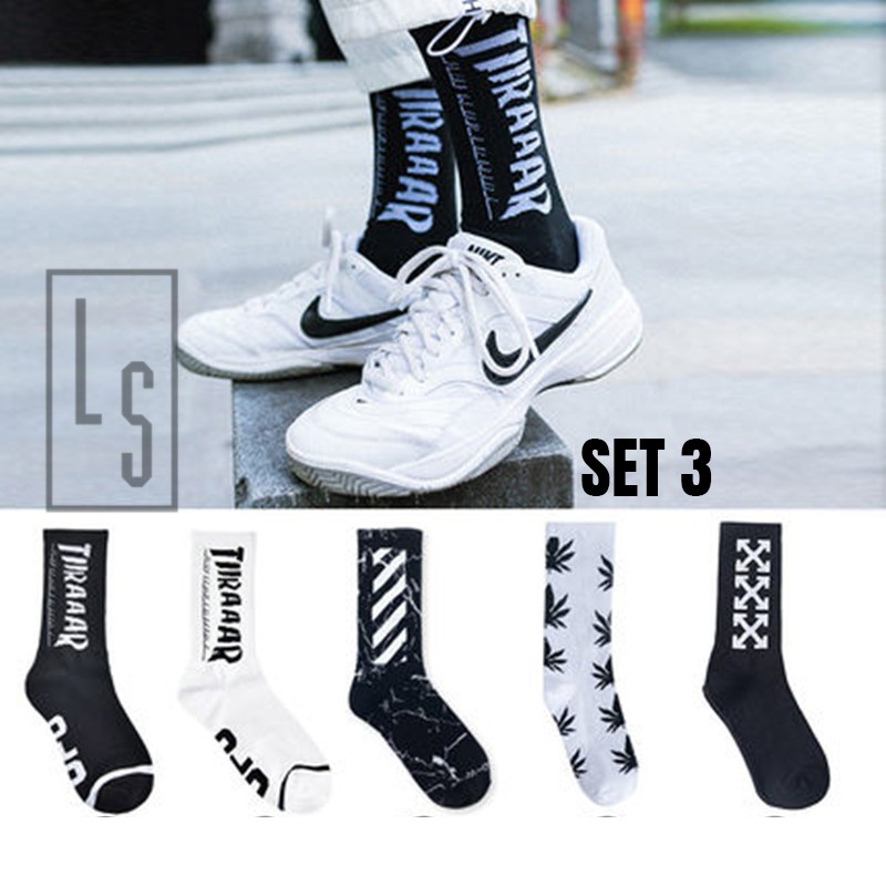 Set Tất Nam Off White Cao Cổ - Vớ Unisex Ulzzang Cực Ngầu
