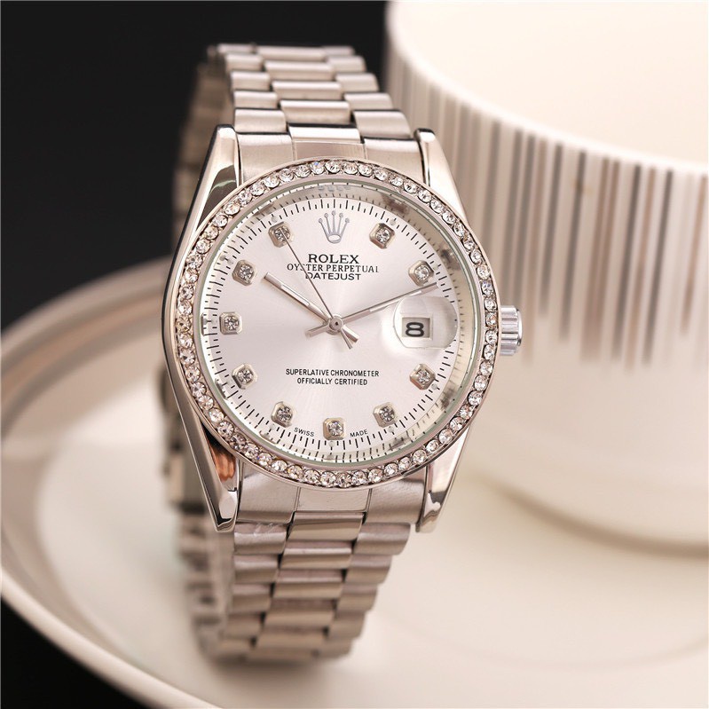 Đồng hồ nam Rolex - viền đá dây kim loại chống nước - Nhatnam.watches