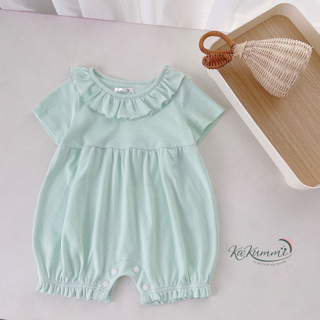 Body cotton phối bèo cổ cho bé gái chất liệu cotton co giãn 4 chiều  Kakummi