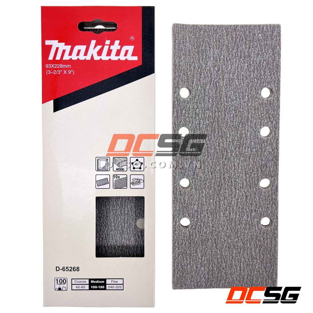 Giấy chà nhám cho gỗ 93x228mm Makita 10 tờ/ bộ (Chọn độ hạt) | DCSG