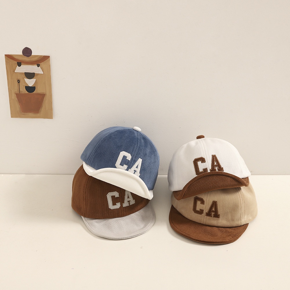 Mũ Lưỡi Trai Nhung Kẻ Thêu Chữ Nhiều Màu Sắc Phong Cách Hàn Quốc Dành Cho Trẻ Nhỏ