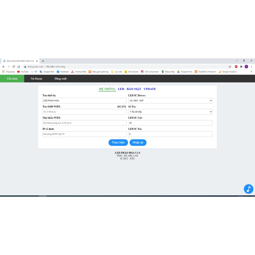 Mạch led pháo hoa WIFI V2 có âm thanh