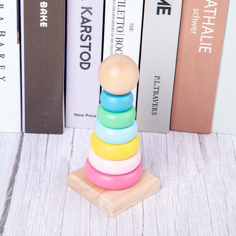 [Mã LIFETOYS1 giảm 30K đơn 99K] Đồ Chơi Thông Minh Tháp Cầu Vồng Gỗ - Đồ Chơi Montessori