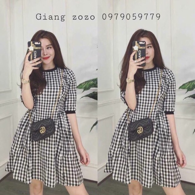 váy xoè caro 