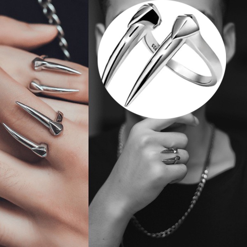 Nhẫn Hình Răng Thú Phong Cách Gothic Cổ Điển Có Thể Điều Chỉnh Kích Cỡ