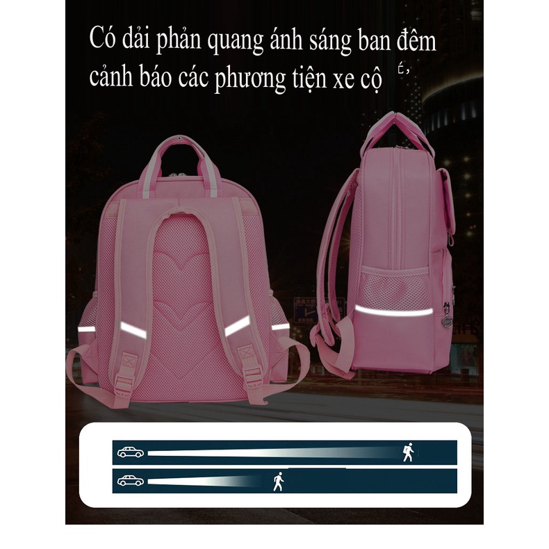 Balo Chống Gù , Cặp đi học cho bé Gái dễ thương chất liệu chống thấm nước siêu nhẹ thiết kế hiện đại