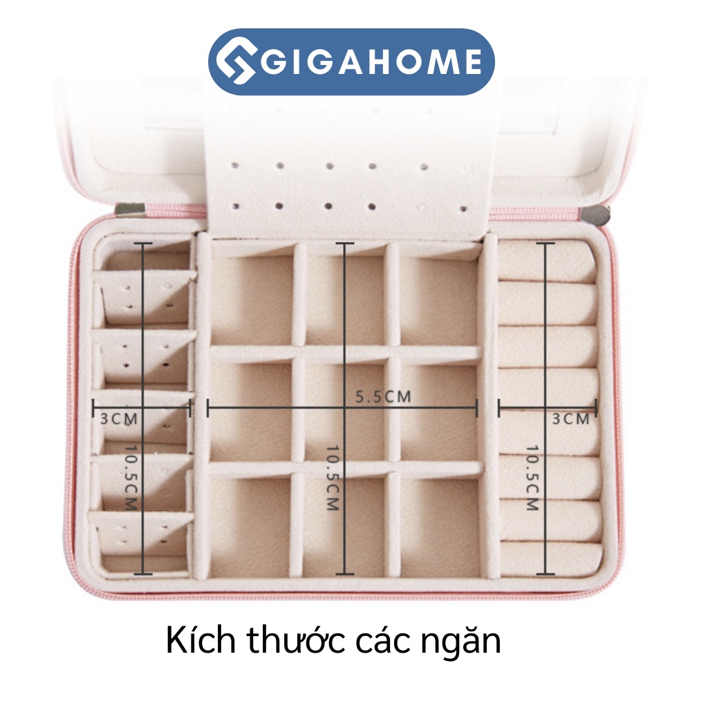 Hộp Đựng Trang Sức, Bảo Quản Phụ Kiện Nhiều Ngăn Bọc Da Pu GIGAHOME 9505