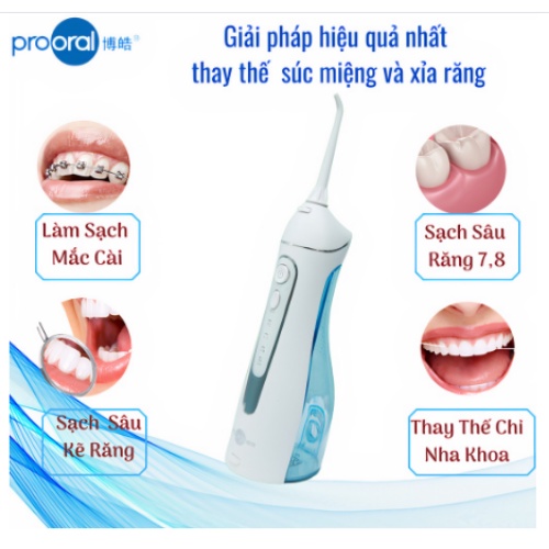 (QUÀ TẶNG 100%) Máy Tăm Nước Prooral 5025 làm sạch răng miệng hiệu quả, đặc biệt cho người niềng răng và hôi miệng.