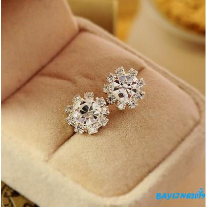 Bông tai mạ bạc đính đá pha lê thời trang cho nữ