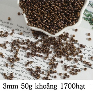 50g 2mm 3mm hạt cườm đục đính kết, làm trang sức handmade