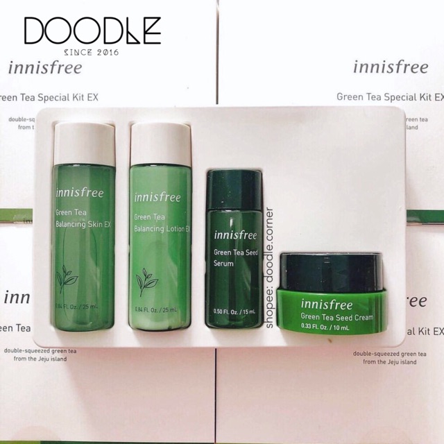 Kit phục hồi da mụn, cấp ẩm Innisfree Green Tea Special Kit EX 4 items phiên bản update 2019 (Có Sẵn)