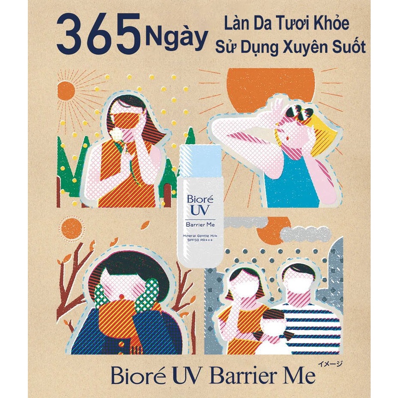 Sữa Chống Nắng Dịu Nhẹ Biore UV Barrier Me Mineral Gentle Milk SPF50 PA++ (50ml) Cho Mặt &amp; Toàn Thân