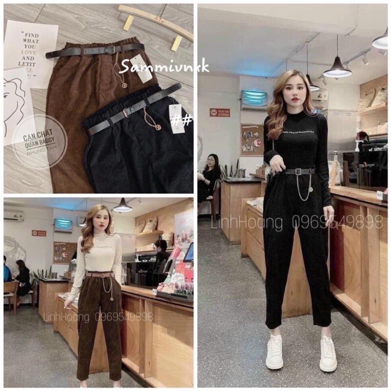QUẦN BAGGY TÂY CHẤT NHUNG TĂM HOT TREND CHẤT ĐẸP TRỜI TRANG BANAMO FASHION QUẦN BAGGY NHUNG TĂM 851