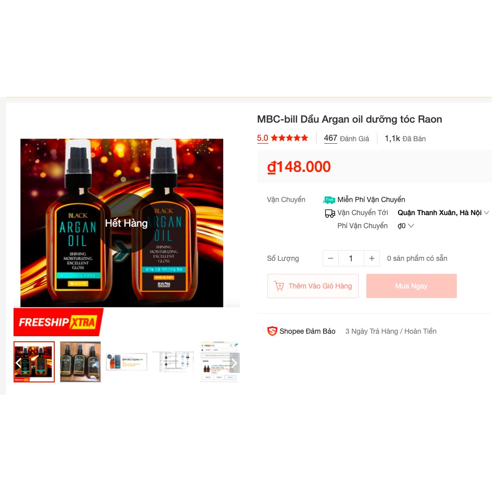 MBC Dầu Argan oil Raon dưỡng mềm và bóng tóc | BigBuy360 - bigbuy360.vn