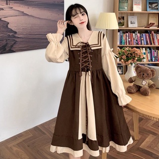 Japanese new college style dress female navy collar detachable design loose thin small skirt