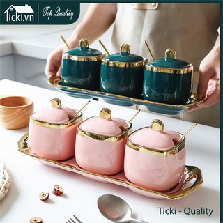 Hũ đựng gia vị gốm sứ cao cấp sang trọng phong cách Bắc Âu lọ sứ đựng gia vị Ticki - Quality