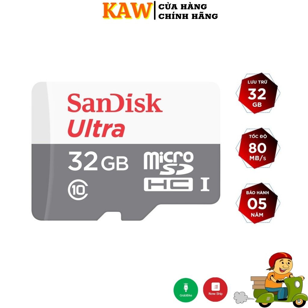 Thẻ nhớ microSDHC SanDisk Ultra 32GB 533x upto 80MB/s Chuyên Dùng Cho Camera