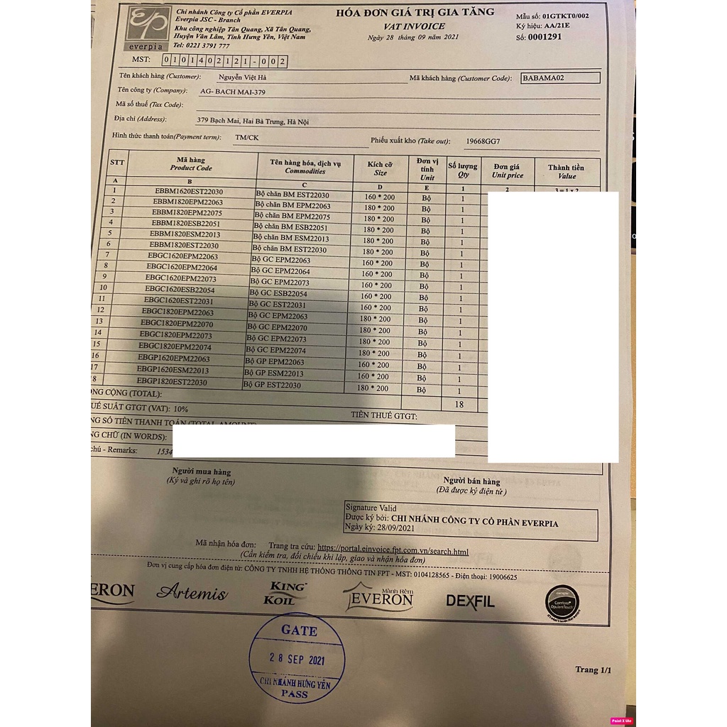 Bộ ga chun Everon ESB 22054